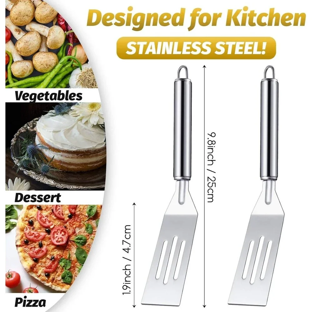 5 Pcs Mini Spatula Set for Desserts Brownies, Slotted, Steel | Stainless Steel